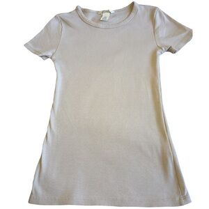 H&M Beige Short Sleeve Cotton Blend Ribbed Crew Neck Tee XS